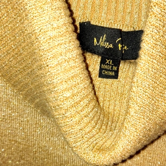 💲 5 for $15💲MELISSA PAIGE XL Gold Shimmer Lightweight Turtleneck Sweater - Picture 5 of 7